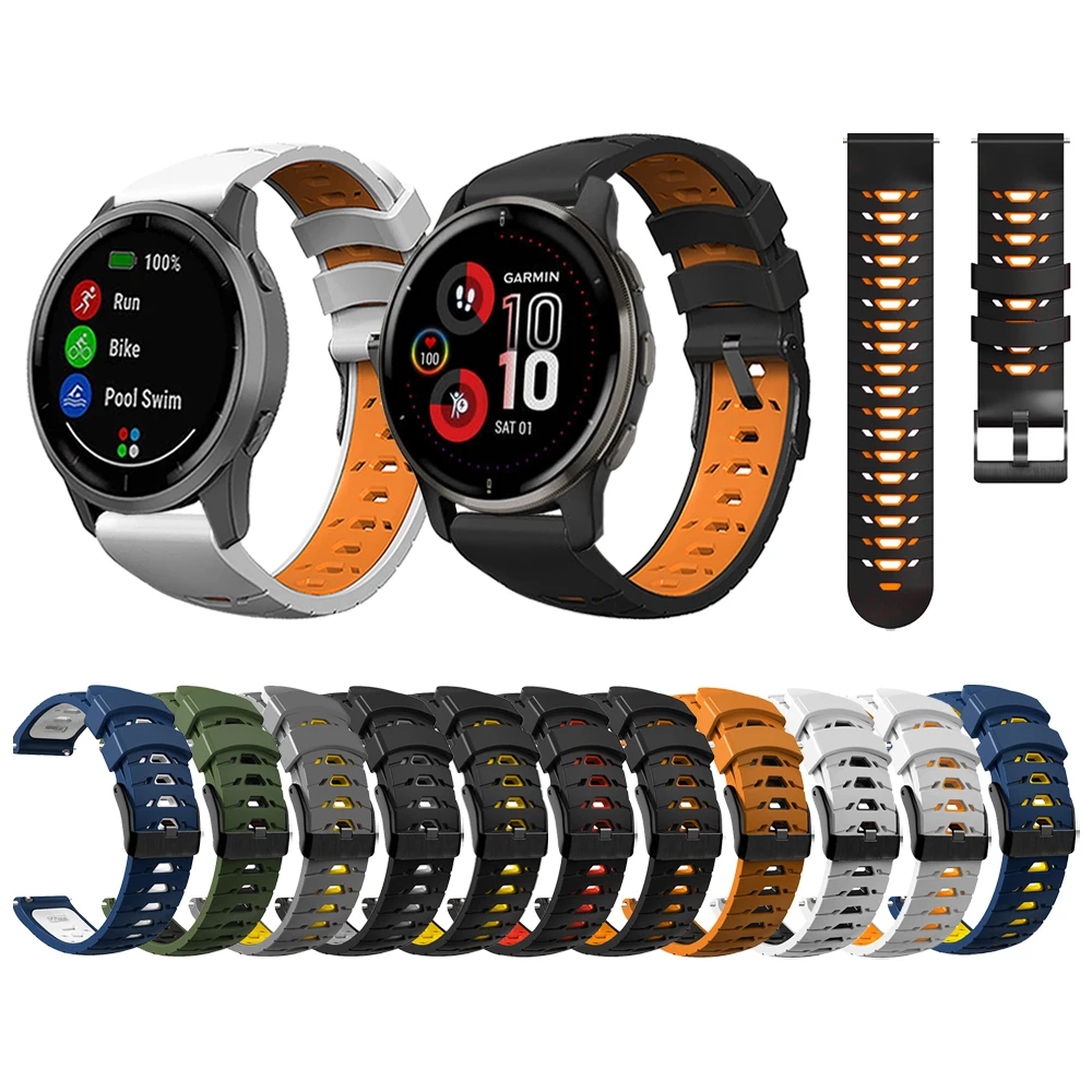 Quick release 22 20 Sport Silicone Strap For Garmin Venu 2 Plus/Vivoactive 4 3/Forerunner 55 245 645 Music Watch Band Bracelet