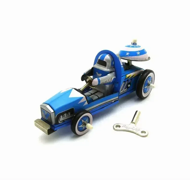 [Funny] Adult Collection Retro Wind up toy Metal Tin F1 racing racer sports car Clockwork toy figures model vintage toy gift