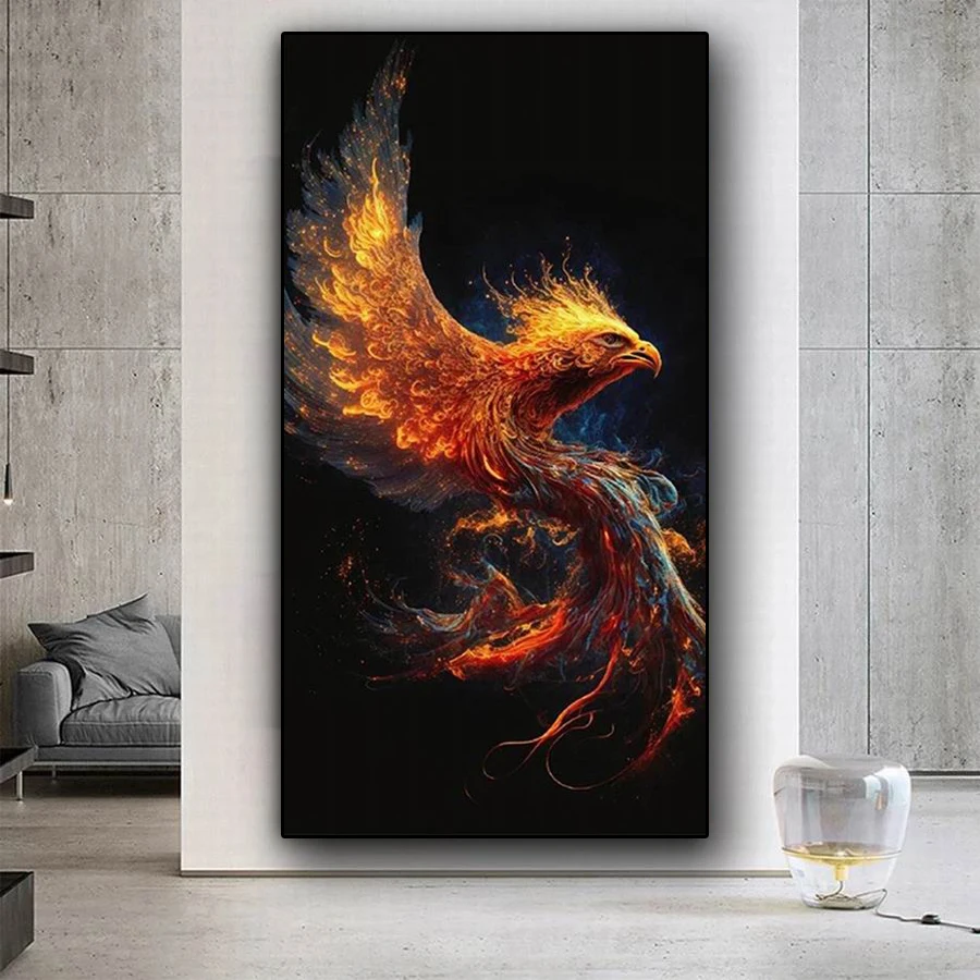 Fullcang Diy Big Size Animal Bird Diamond Painting New Flame Eagle Full Mosaic Embroidery Phoenix Jewelry Cross Stitch Picture