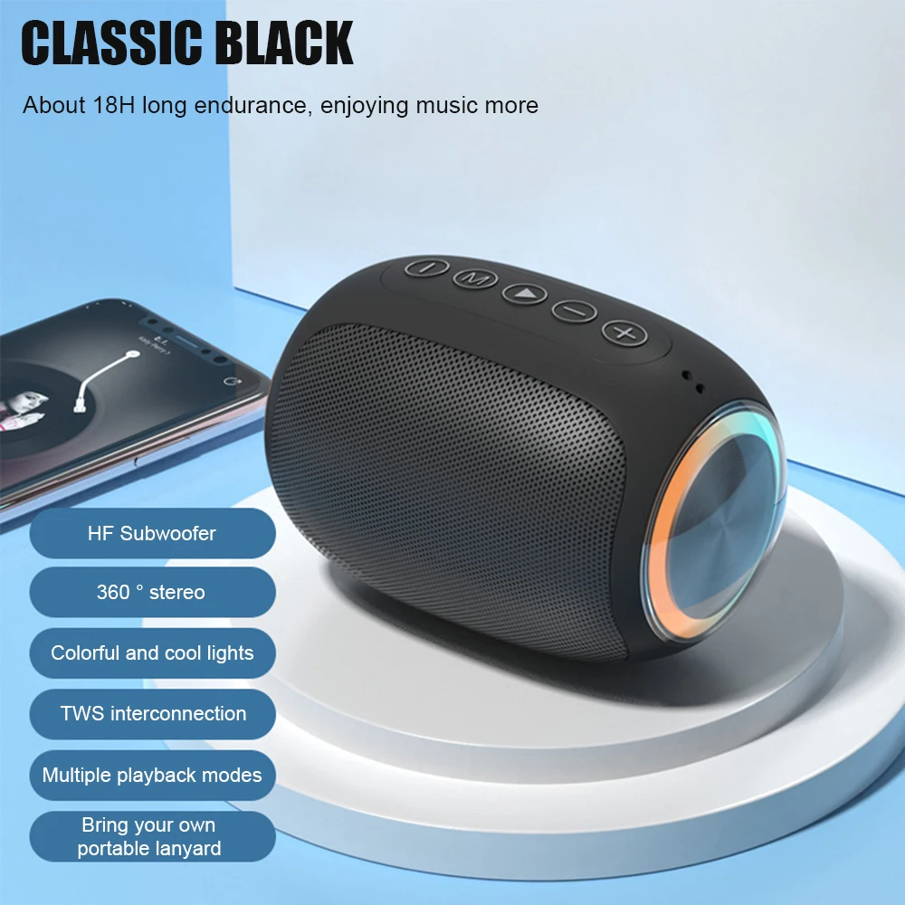 Bluetooth Compatible Portable Speaker Wireless Subwoofer Outdoor Loudspeaker Stereo Surround Support FM Radio TF Home Theater