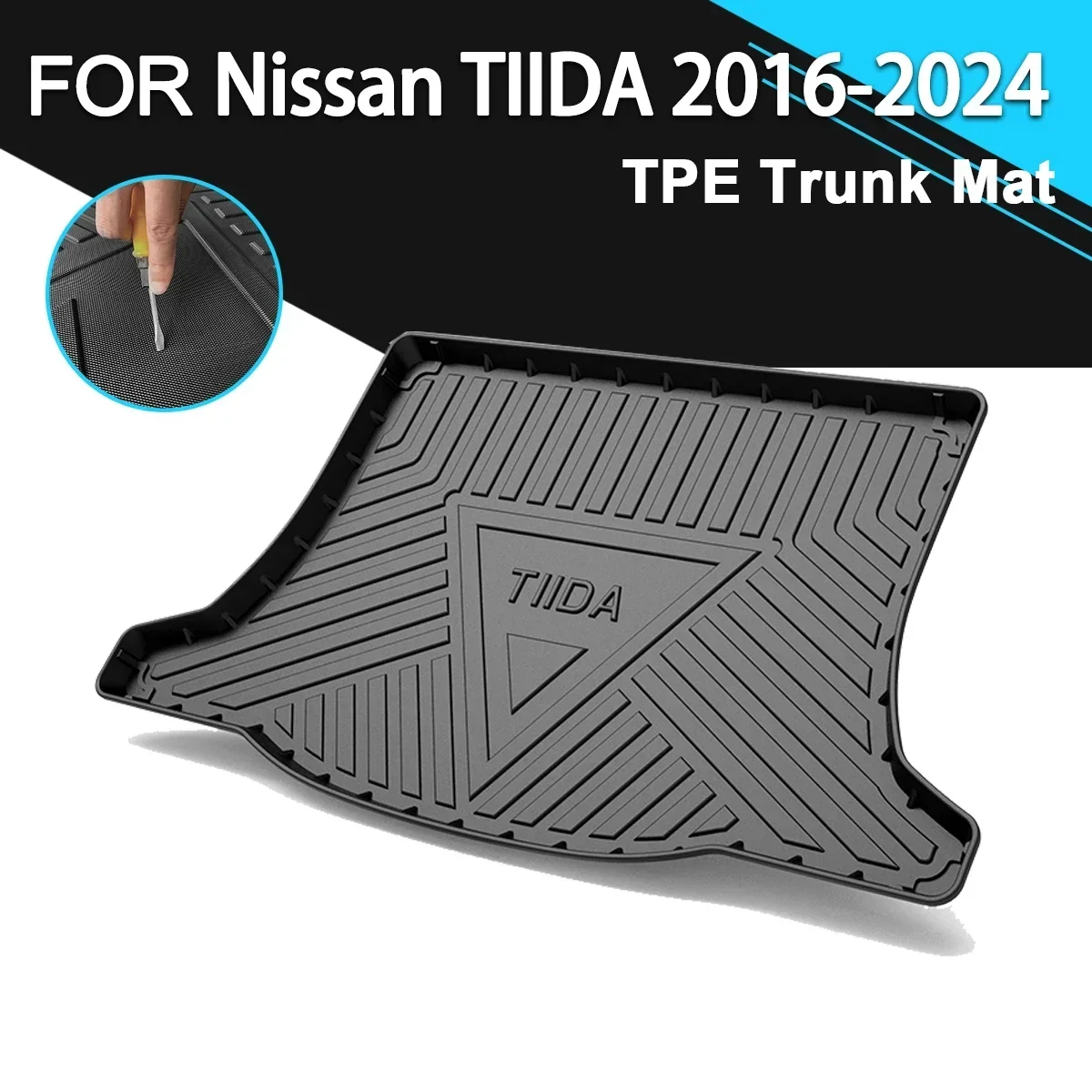 

Car Rear Trunk Cover Mat Non-Slip Waterproof Rubber TPE Cargo Liner Accessories For Nissan TIIDA 2016-2024