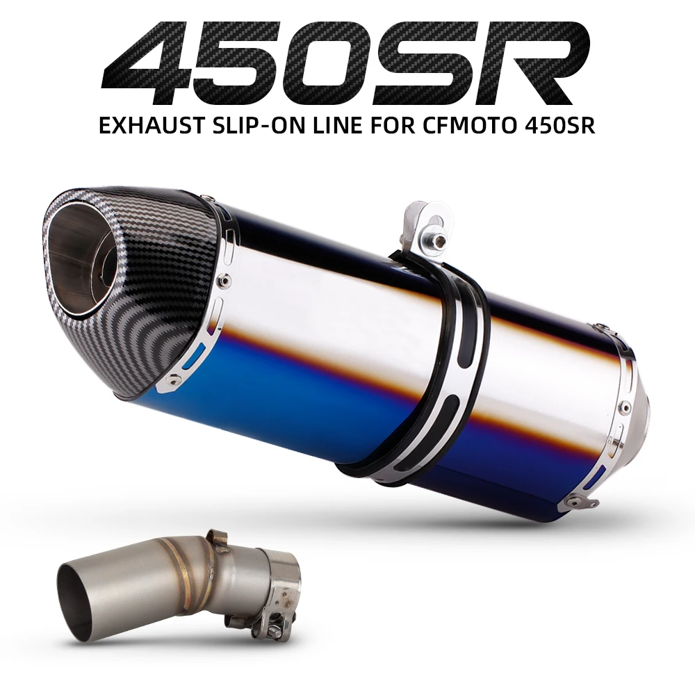 

Выхлопная система Moto Exhaust Slip-on R77 для мотоциклов CF MOTO 450SR 450SS 450NK 450 SR SS NK 2022-2026, комплект средней и концевой трубок выхлопа