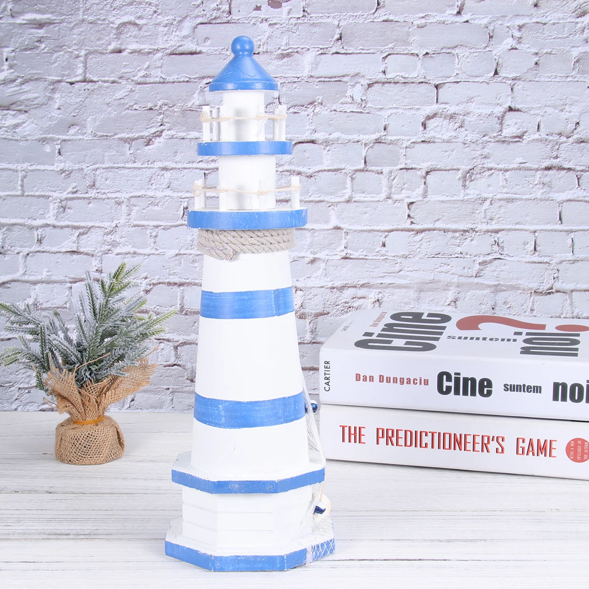 

Wood Lighthouse Building Decor Vintage Mediterranean Style Design Ornament Home Office Seaside Decorations Model