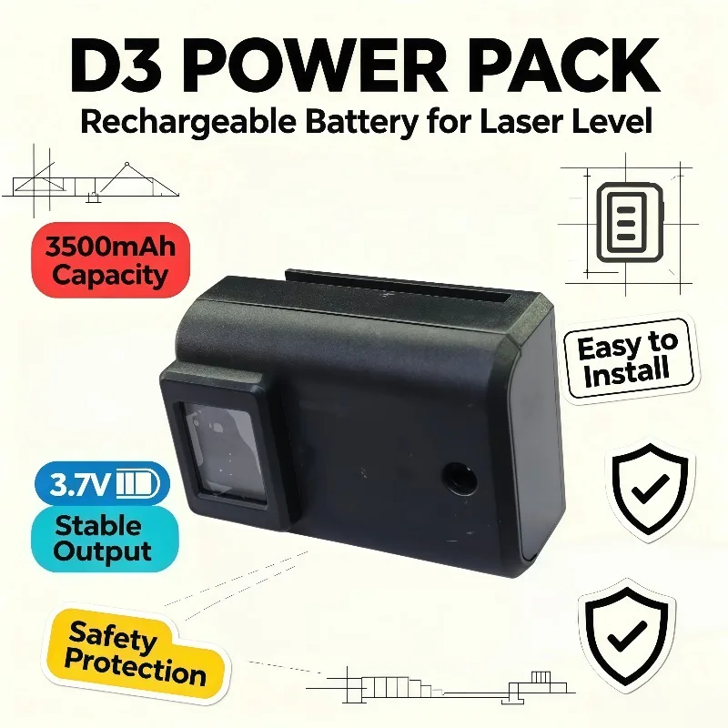 D3 Lithium‑ion Battery 3.7V 3500mAh Replacement Power Pack For LPega 12 16 Line 3D 4D Laser Level Construction Tools