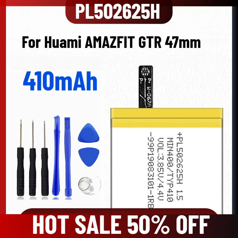 

410mAh PL502625H for Huami AMAZFIT GTR 47mm Smart Sport Watch Batteries + Tools