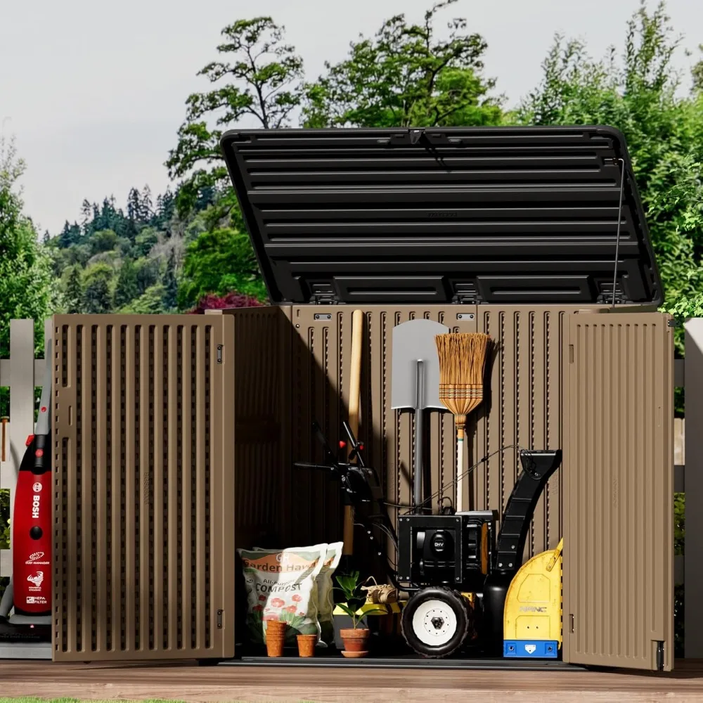 

Resin Outdoor Storage Shed, Waterproof Outdoor Storage Box, Lockable