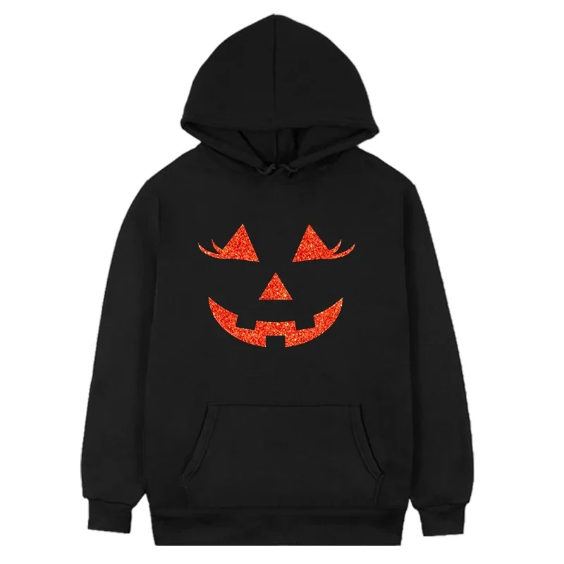 Moletom Abóbora Feminina Halloween, Roupa Manga Comprida, Capuz, Roupas de Inverno, Kawaii, L