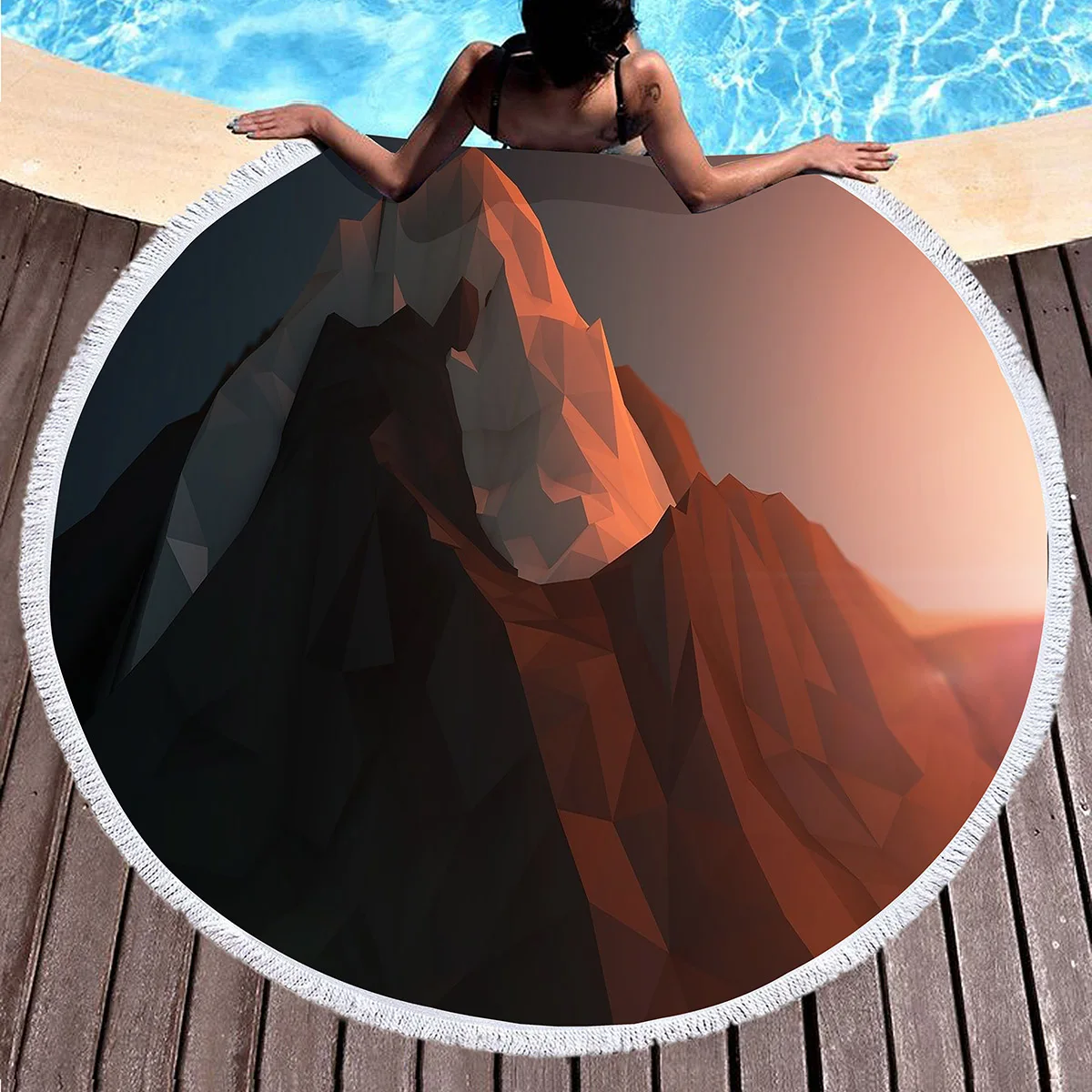 مناشف الشاطئ الجبلية الحديثة، مناشف حمام خفيفة الوزن ماصة سريعة الجفاف وخالية من الرمال، بطانية دائرية بسيطة للجبال #6