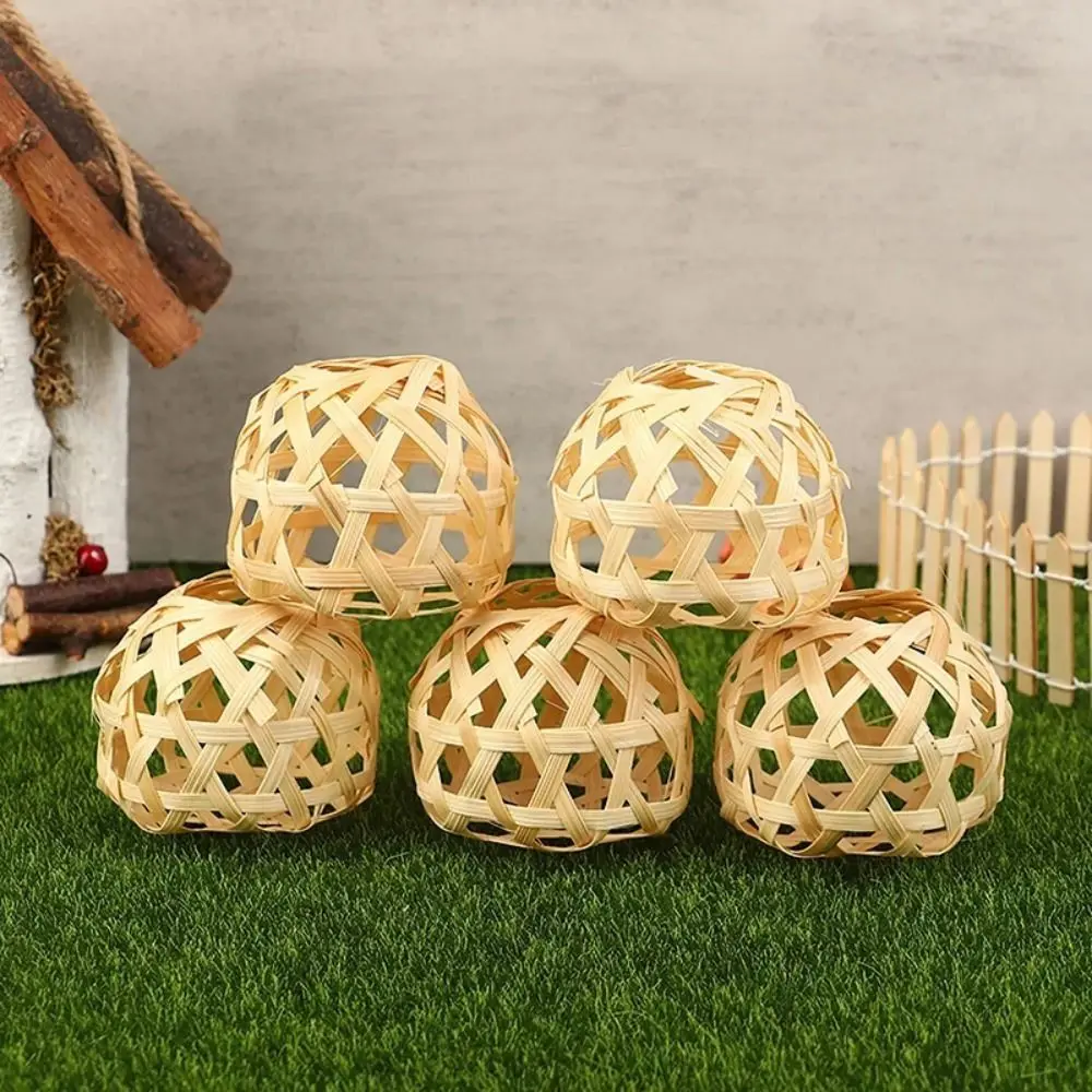 

Bamboo Cage Woven Bamboo Lamp Shade Small Globe Bulb Lampshades Hexagonal Eyes Vintage Chandelier Cover Pendant Light