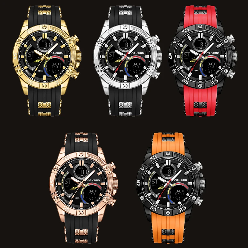 FOXBOX Fashion Waterproof Watch For Men Classic Military Silicone Watch Men Top Brand Luxury Sports Men's Quartz Wristwatches view 6