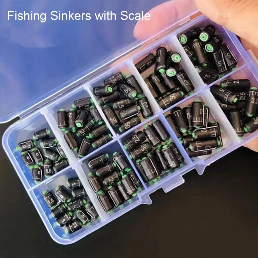 100 Pcs Sturdy Weight Sinkers Lightweight Reduce Fish Alertness Lead Fishing Sinkers with Scale