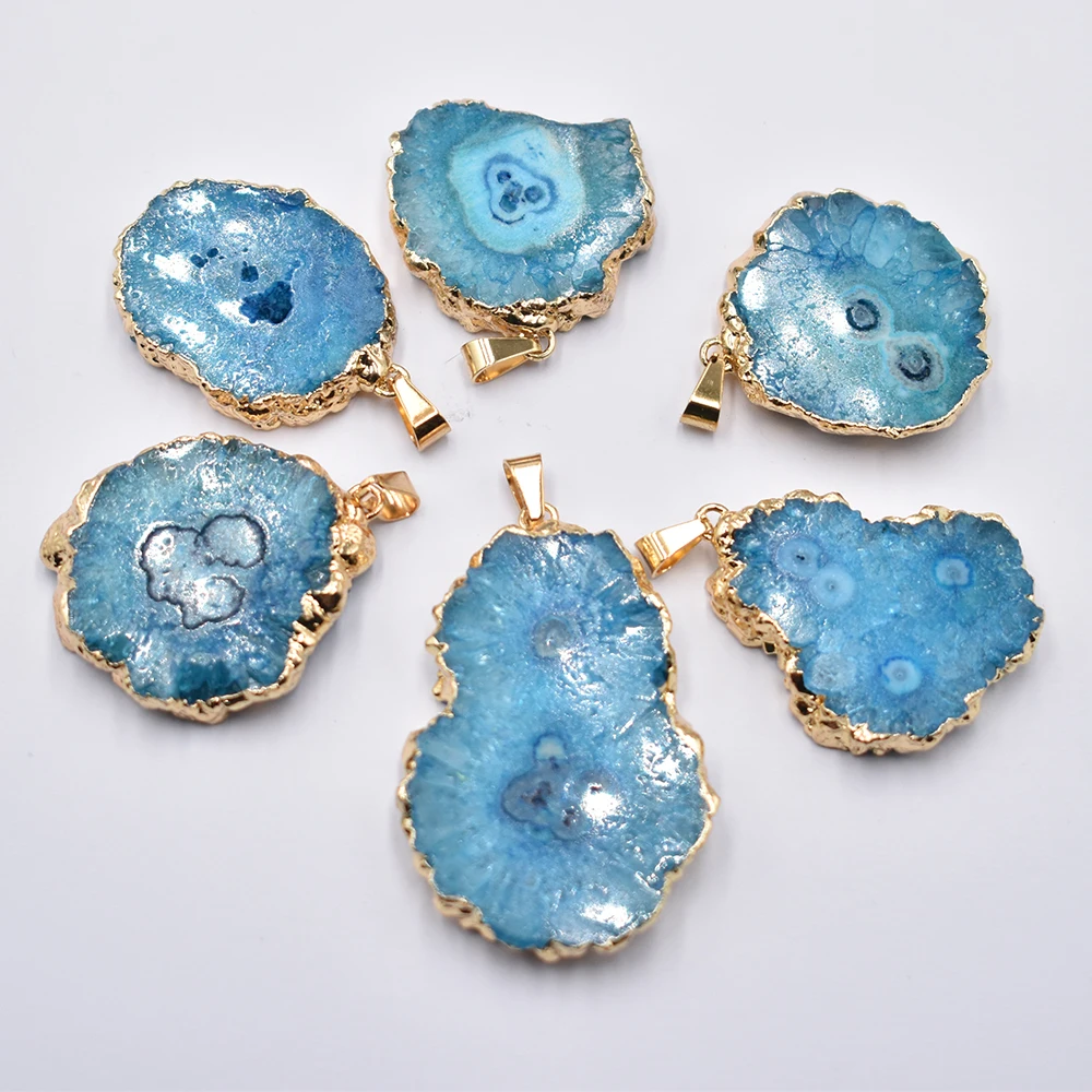 Natural agate slice sunflower irregular healing crystal sunflower pendant jewelry making accessories 6pcs/lot Wholesale