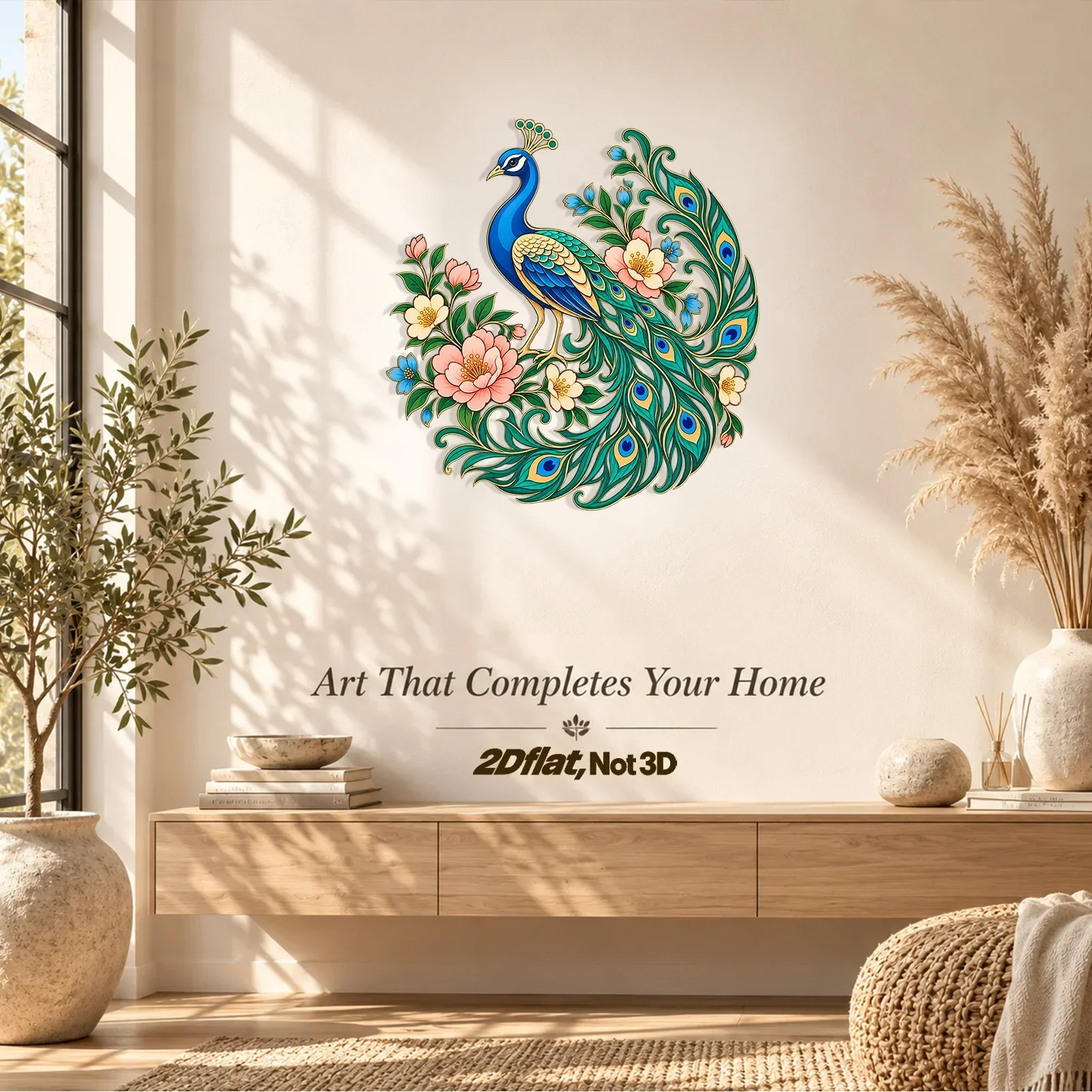 CIFBUY Iron Wall Art Peacock Floral Bird Silhouette Sculpture Rust Proof Waterproof Metal Plaque For Indoor Outdoor Decor