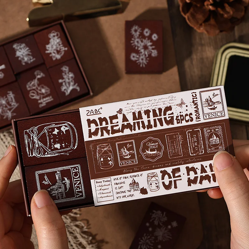 مجلة الذهاب 6 قطعة/المجموعة ختم الأناقة ختم مجموعة الكولاج غير المرغوب فيه مجلة سكرابوكينغ مخطط الألبان الخشب المطاط Stamps القرطاسية