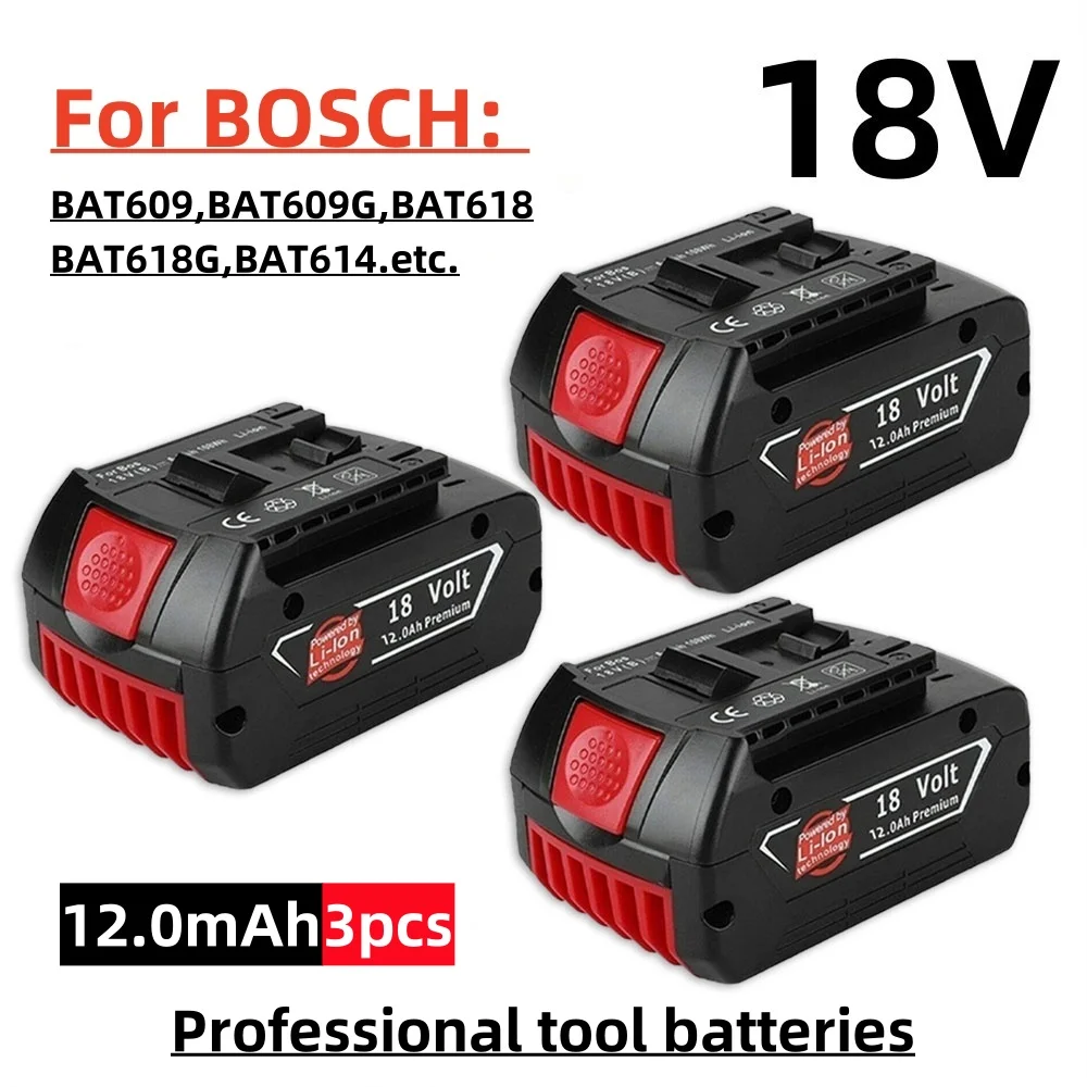 

New BOSCH 18V Battery Accessories Screwdriver Battery Suitable for BAT609 BAT609G BAT618 BAT618G BAT614 12.0Ah + Charger