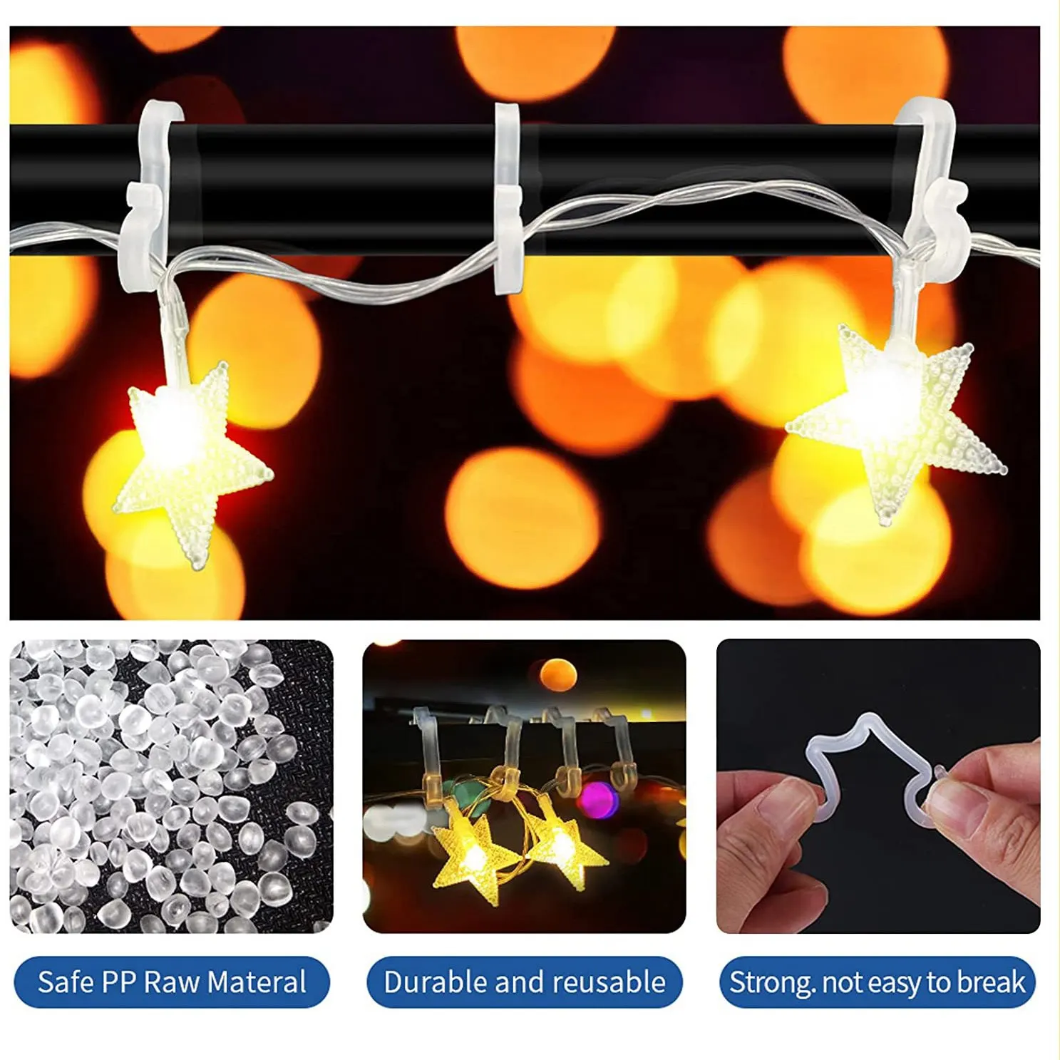 Christmas Light Clips Outdoor, 100 Pack Holiday Light Clips, for Outside String Lights Hanging Roof Icicle Lights SQ