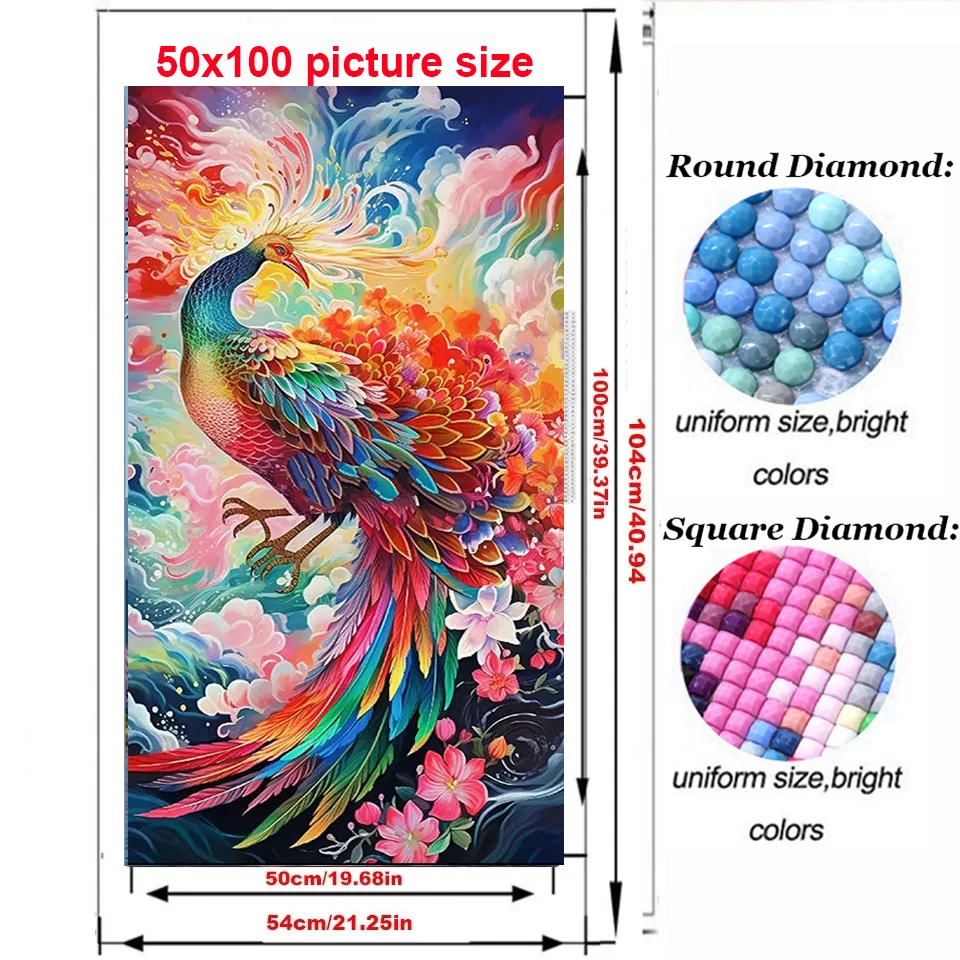 Colorful Peacock Diamond Painting New 2024 Full Square Round Diamond Art Jewelry cross stitch Mosaic Picture Bird Home Decor