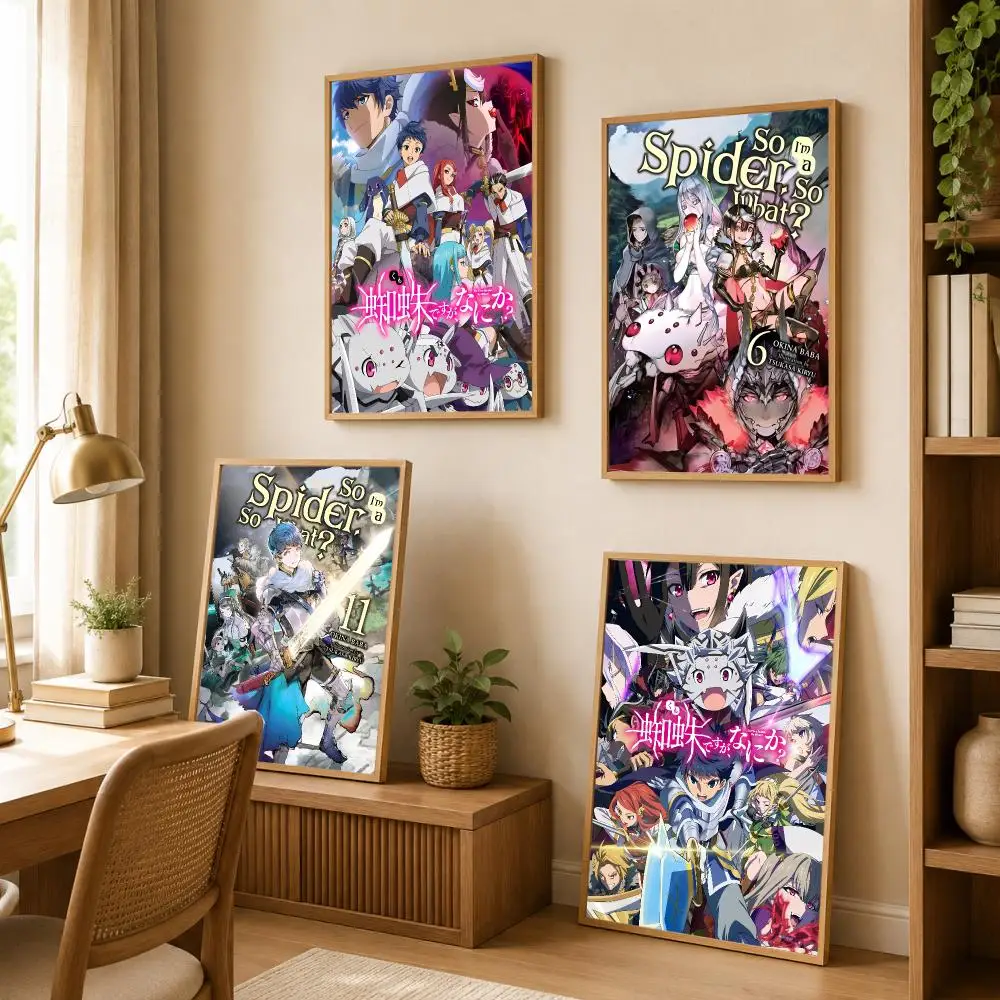 Anime S-So Im A S-Spider So What Poster Stickers Painting Self-Adhesive Art for Bedroom Living Room Home Decor Wall Decals Gift