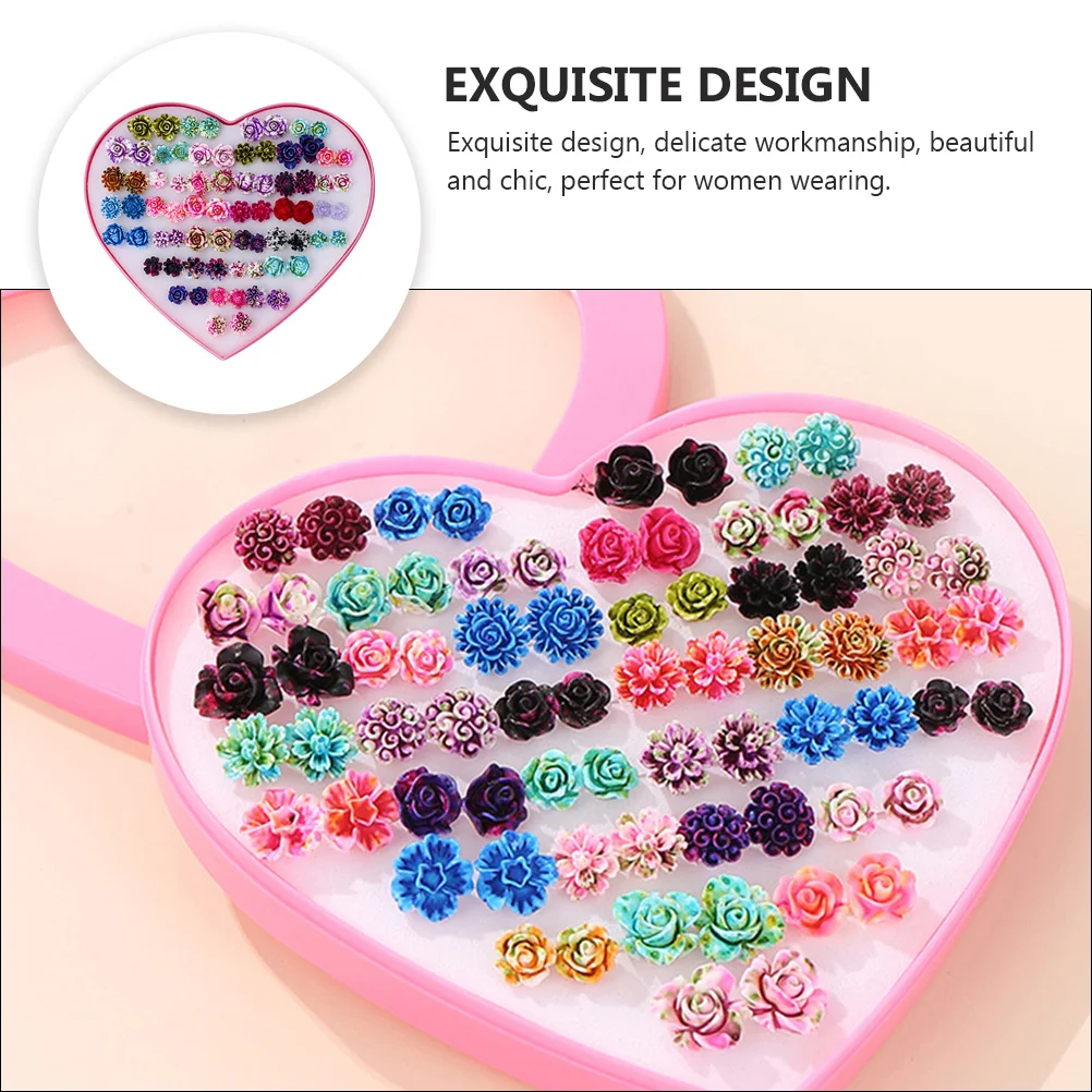 

Retro Stud Ear Jewelry Resin Ear Studs Resin Flower Earbob Exquisite Women Accessories Durable Eco Jewelry Gift