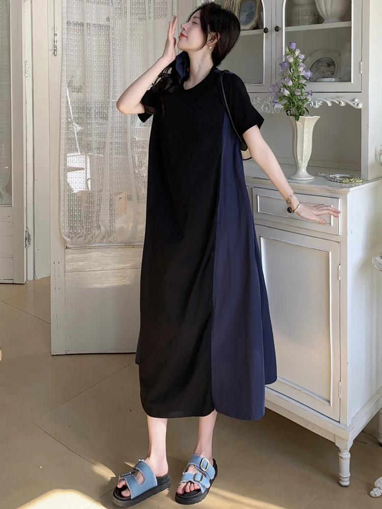 فستان صيفي NYFS 2025 على الطراز الكوري للنساء فضفاض مقاس كبير مكون من قطعتين فستان طويل رداء Elbise #4