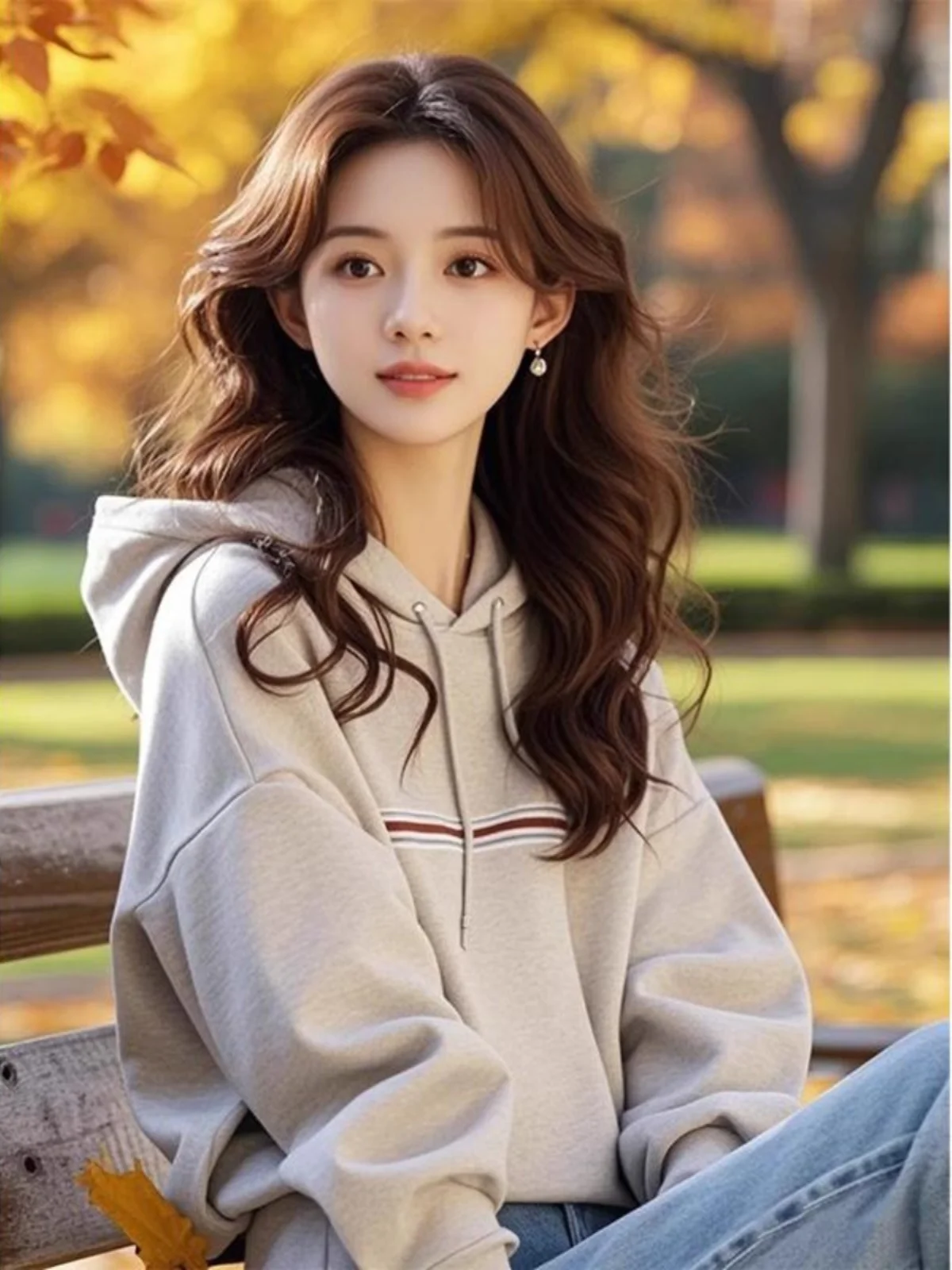 Koreanischer Sle Fce-gefütterter Kapuzenpullover für Damen, vielseitig, locker, lang, Sve Overhead, trendiges Top, lässig, bequem, Streetwear