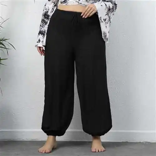 Pantaloni Faion casual da donna taglie forti Pantaloni lanterna Street Sle Ricamo riflettente Vita l Cotone Primavera sottile