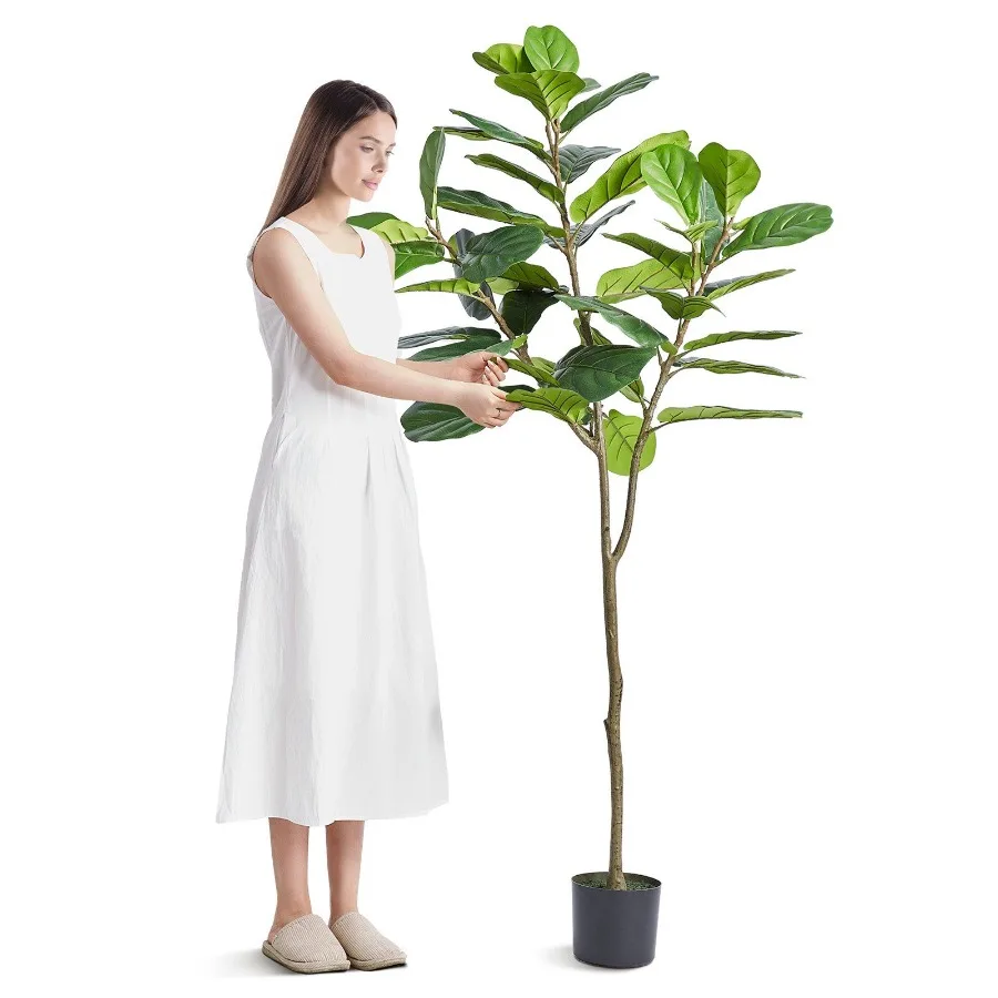 

Artificial Fiddle Leaf Fig Tree 6 FT Secure PE Material AntiTip Tilt Protection LowMaintenance Faux Plant Lifelike Green Fake