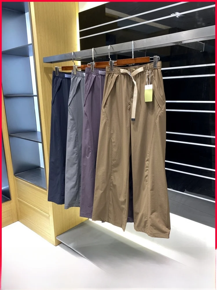 

Женские повседневные брюки для активного отдыха из нейлоновой ткани с технологией тройной защиты, модные универсальные рабочие брюки с пряжкой, весенняя коллекция