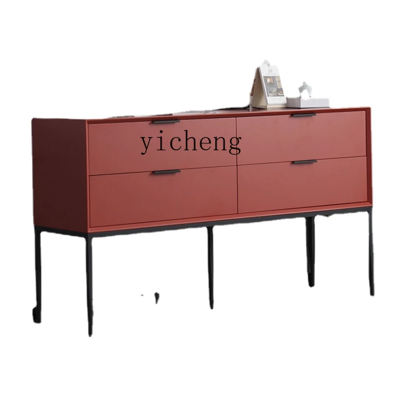 

Minimalist Stone Plate Solid Wood Porch Minimalist Living Room Tea Decoration Storage Cabinet