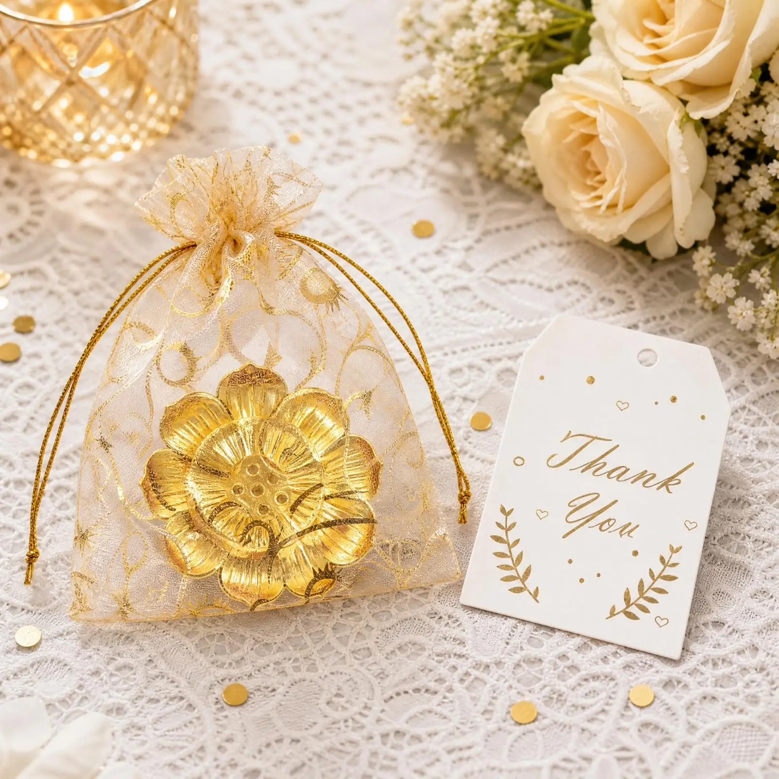 24 Pieces Gold Lotus Incense Holder Perforated Two-tierLayer Petal Incense Holder for Indian Festival Return Gifts