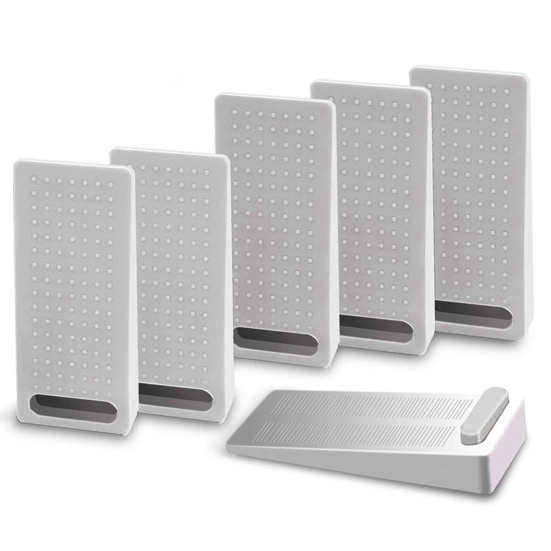 

12 PCS Door Wedge Rubber, Door Stopper, Heavy Duty Slip-Resistant And Stackable Door Holders, Adjustable Height