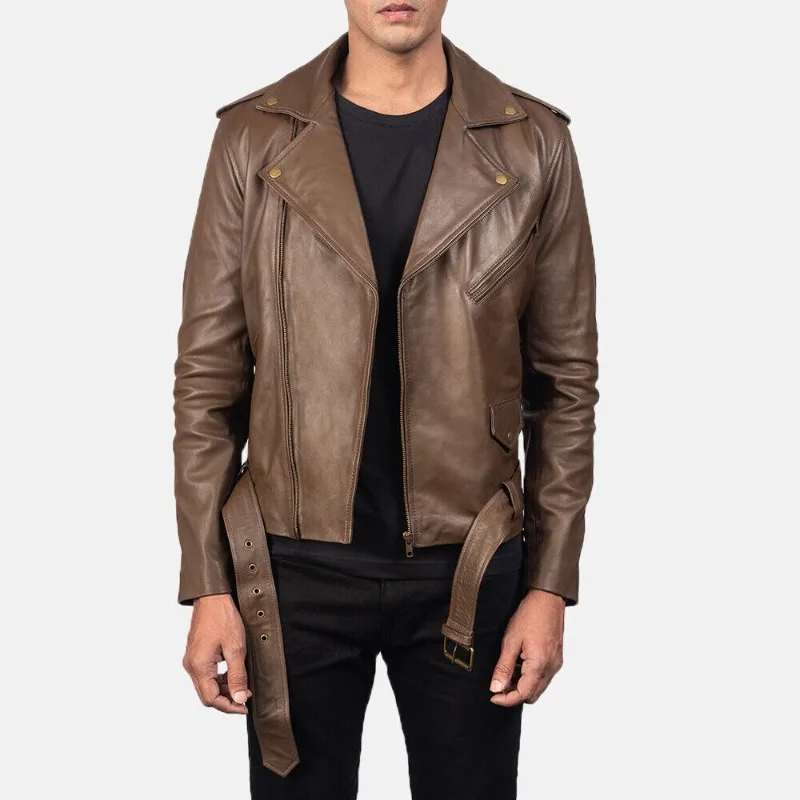 

Men's Genuine Sheepskin Leather Jacket Men's Motorcycle Riding Jacket Fashionable Trend