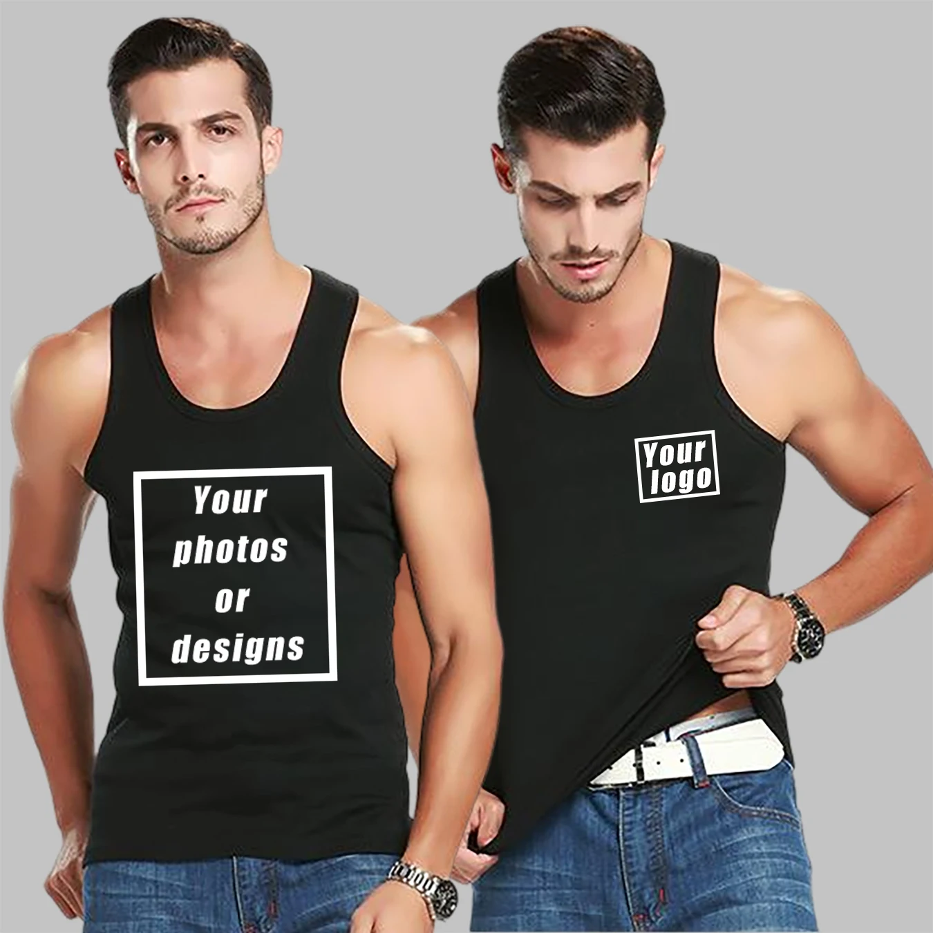 Custom Graphic Logo Men's Tank Top Vintage Clothing Fashion All-match Sports Sleeveless Vest  Summer Outdoor Jogging tee