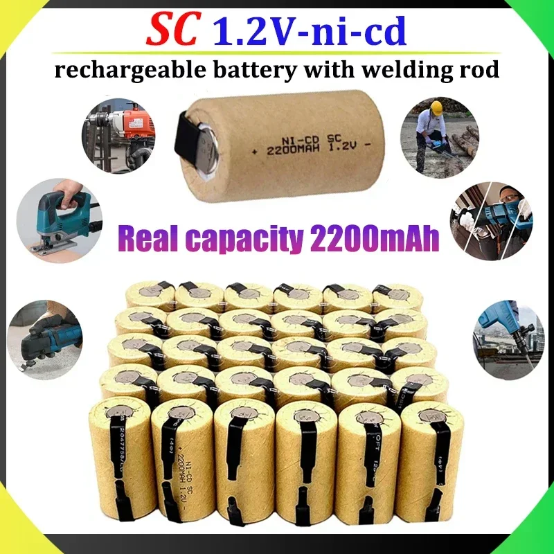 

1-36 Pcs New SC 1.2V 2200mah Sub C NI-CD Rechargeable Battery with Welding Tab Suitable for Electric Drill Screwdriver Battery