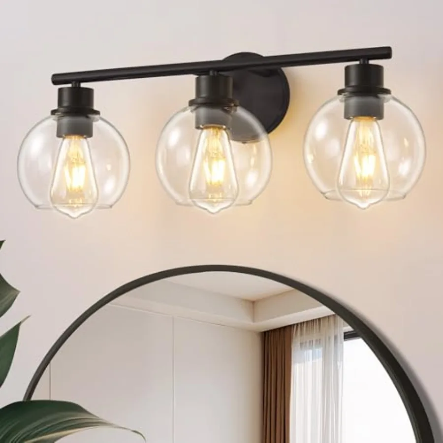 

Bathroom Light Fixtures Over Mirror 3-Lights Bathroom Vanity Light with Clear Globe Glass Shade 22 inch Modern Vanity Lights Wa