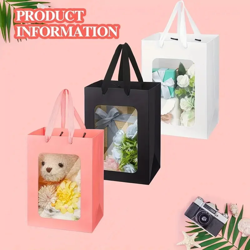 5/10pcs transparent PVC flower bag, wedding birthday home party gift handbag, gift box