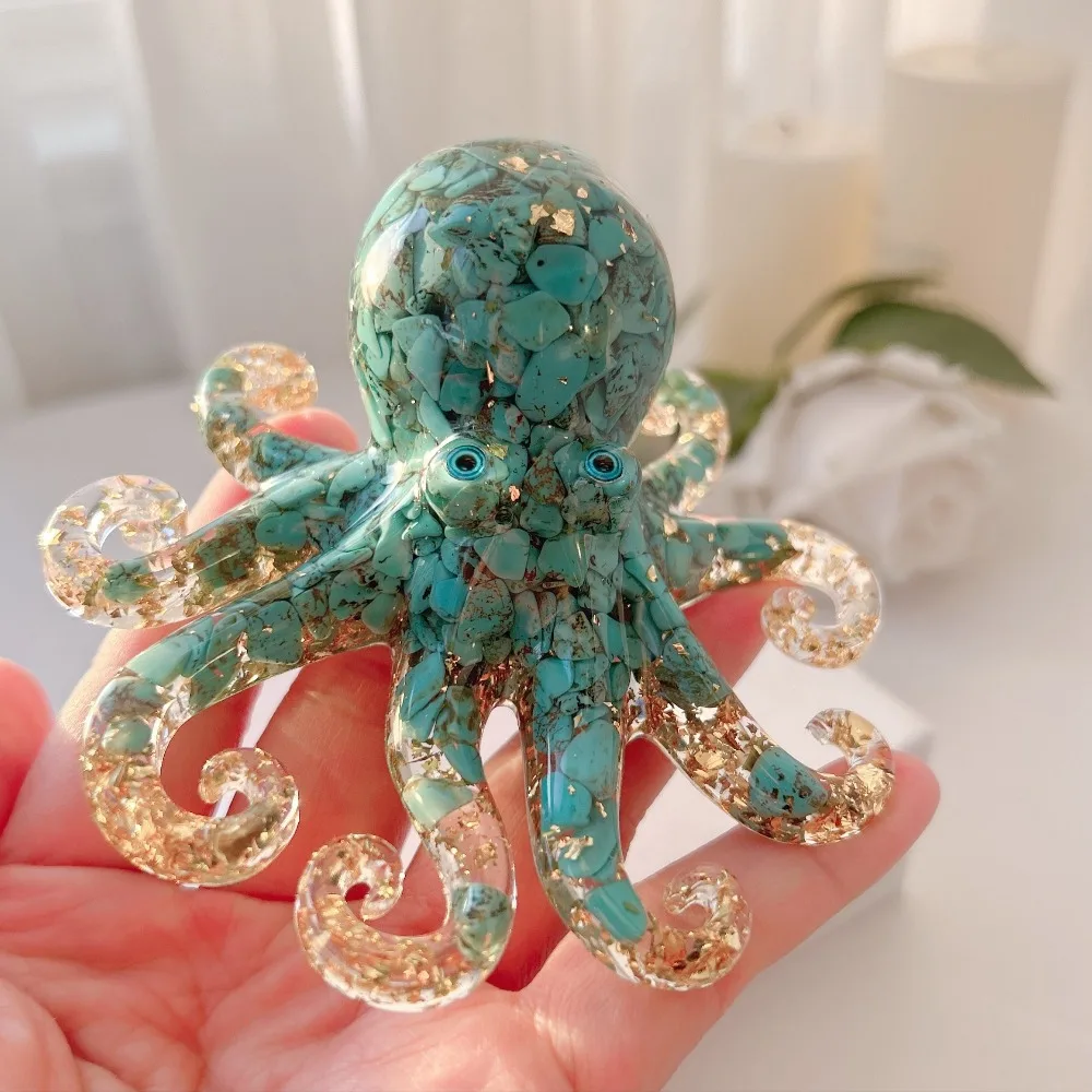 1PC Crystal gravel resin octopus marine animal squid decoration gift crystal craft ornament