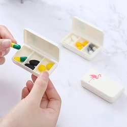 Mini Organizer Case 3 Grids Pill Box Tablet Flamingo Cactus Leaf Pill Case Dispenser Medicine Boxes Dispensing Medical Kit