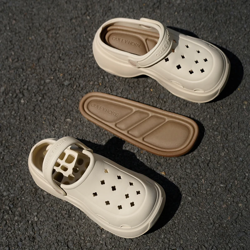 2025 новые модные женские сабо, сандалии на толстой подошве 6 см, тапочки с увеличенной высотой, нескользящая летняя уличная обувь с отверстиями