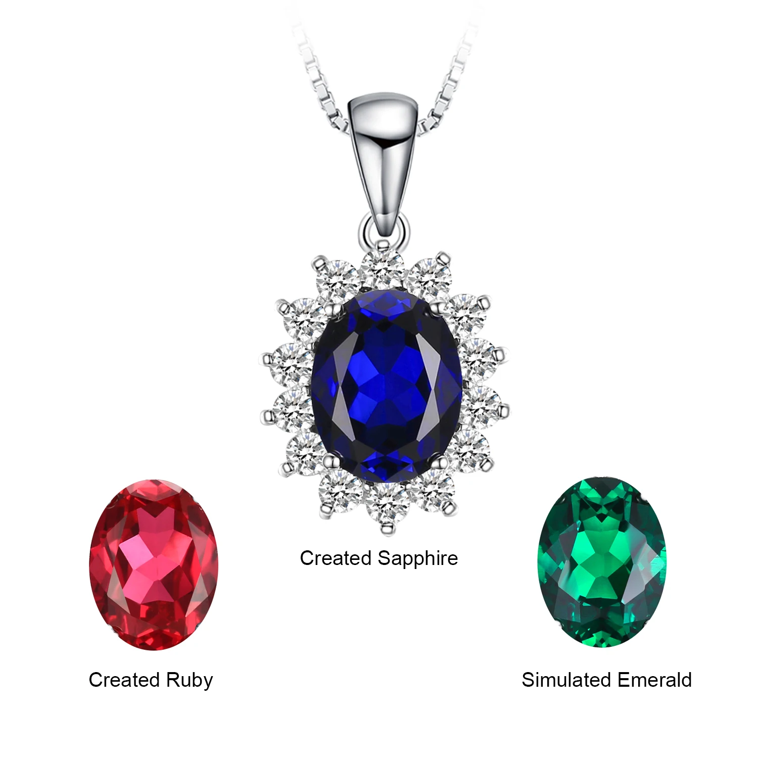 JewelryPalace-colgante de Plata de Ley 925 con rubí de zafiro azul para mujer, joya sin cadena, con Esmeralda simulada, Princesa Diana