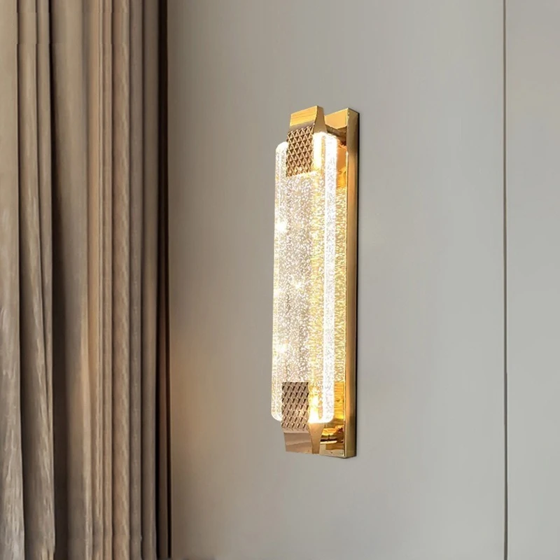 Modern Gold Luxury Bubble Crystal Wall Lamp Bedside Living Room TV Background Home Decoration LED Wall Sconce Light Fixture