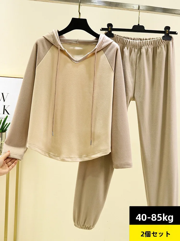 

Color Blo комплект домашней одежды женский зимний Thiened Long Sve Spwear с капюшоном свободные брюки комплект из двух предметов повседневный Sle