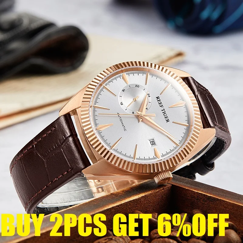 Reef Tiger/rt For Mens Mechanical Watches Male Business Automatic Wristwatch Sapphire Crystal New Classic Dial Relogio Masculino