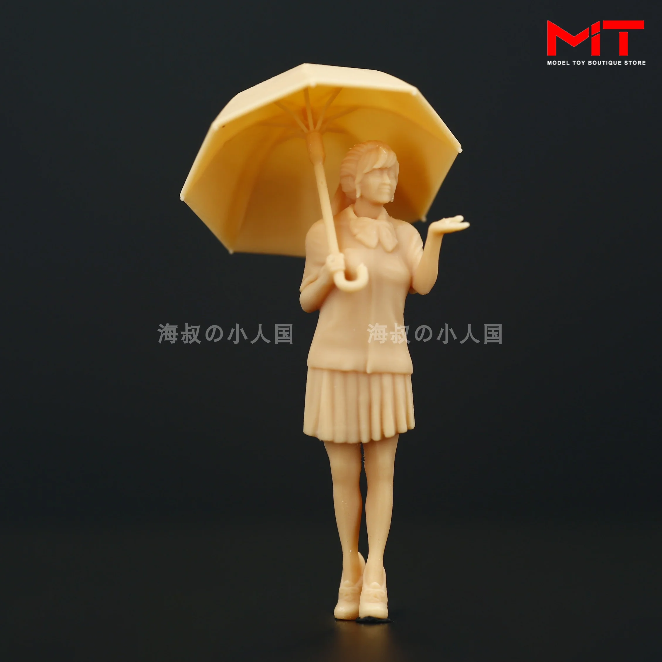 Miniatures Figurine A296 1/64 1/43 Girls Students Stroll Play in the Rain Figures Doll 3D Print Diorama Sand Table Scene Props