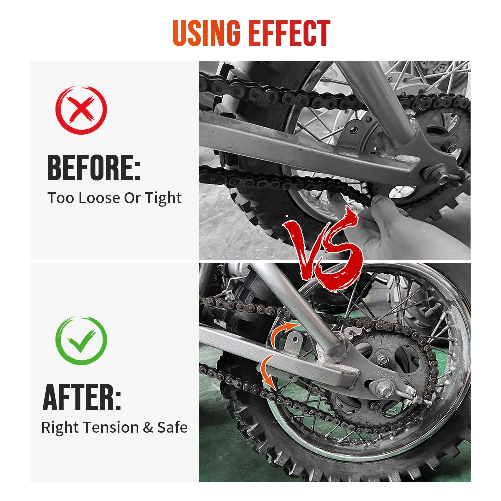 Ajustador de holgura para cadena de motocicleta, herramienta de ajuste de tensión Universal para ATV, Dirt Bike