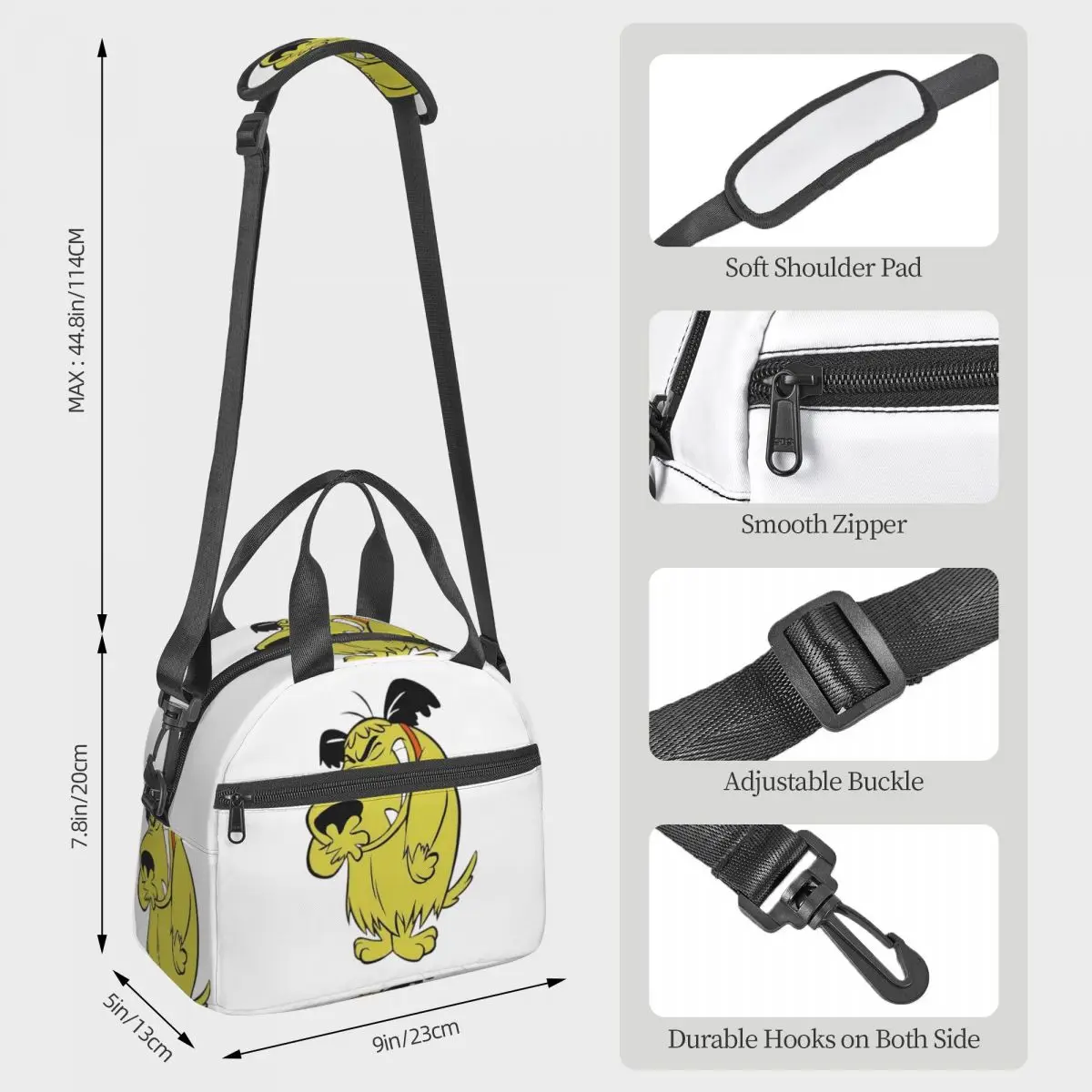 Muttleys Laughings Classic Wackys Racess Cartoon Dog Insulated Lunch Bag for Women Office Cooler Thermal Box Tote Lunch Boxes