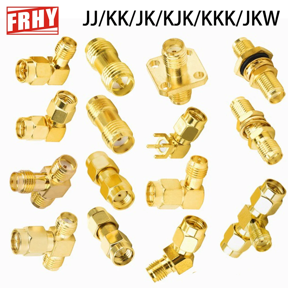 2 PCS SMA Adapter Connector Kit JJ KK JK KJK KKK JKW Types SMA Male Female Inner Pin Outer Thread Hole Straight Right Angle Tee