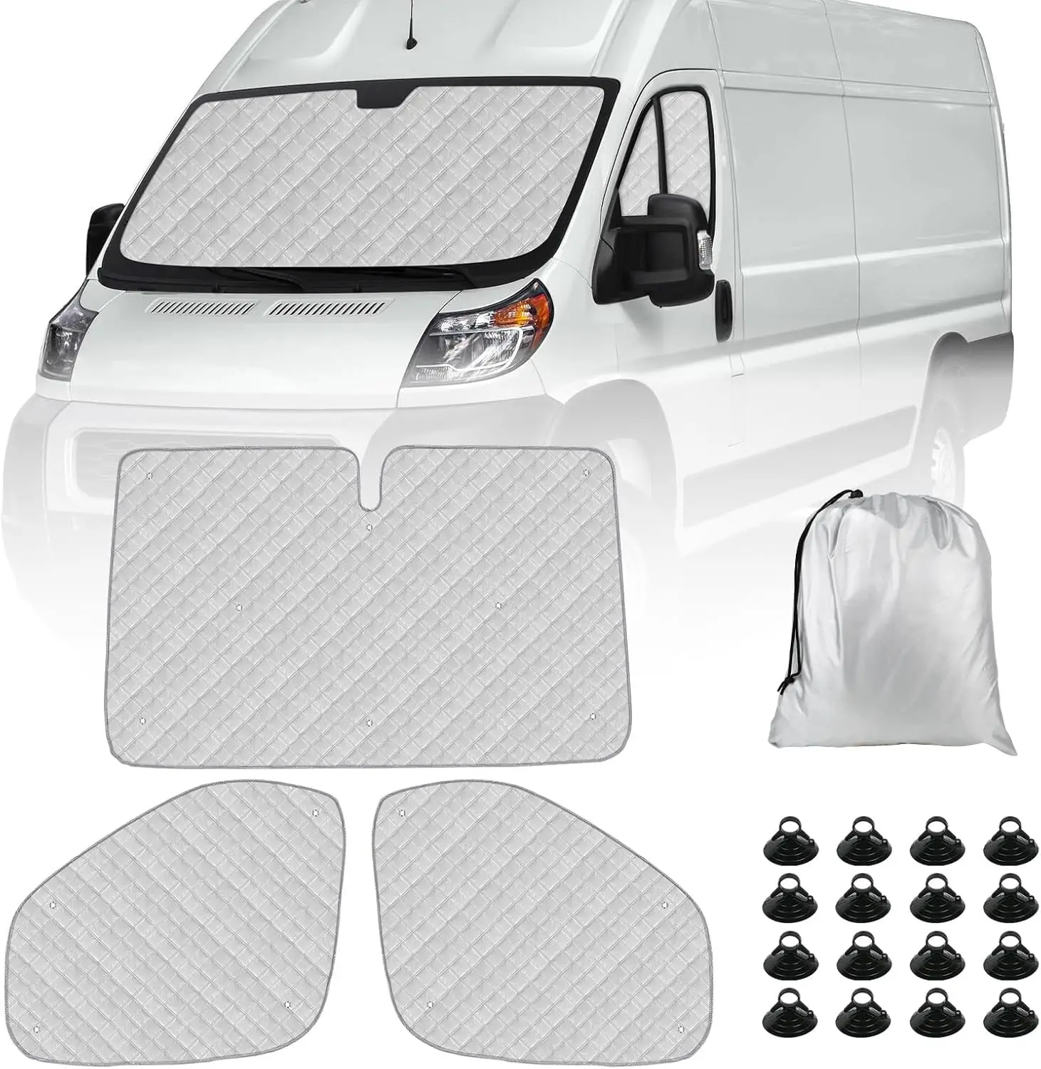 

2014 - 2024 van windshield and side protection, insulated sunshade set, blocks UV and provides privacy