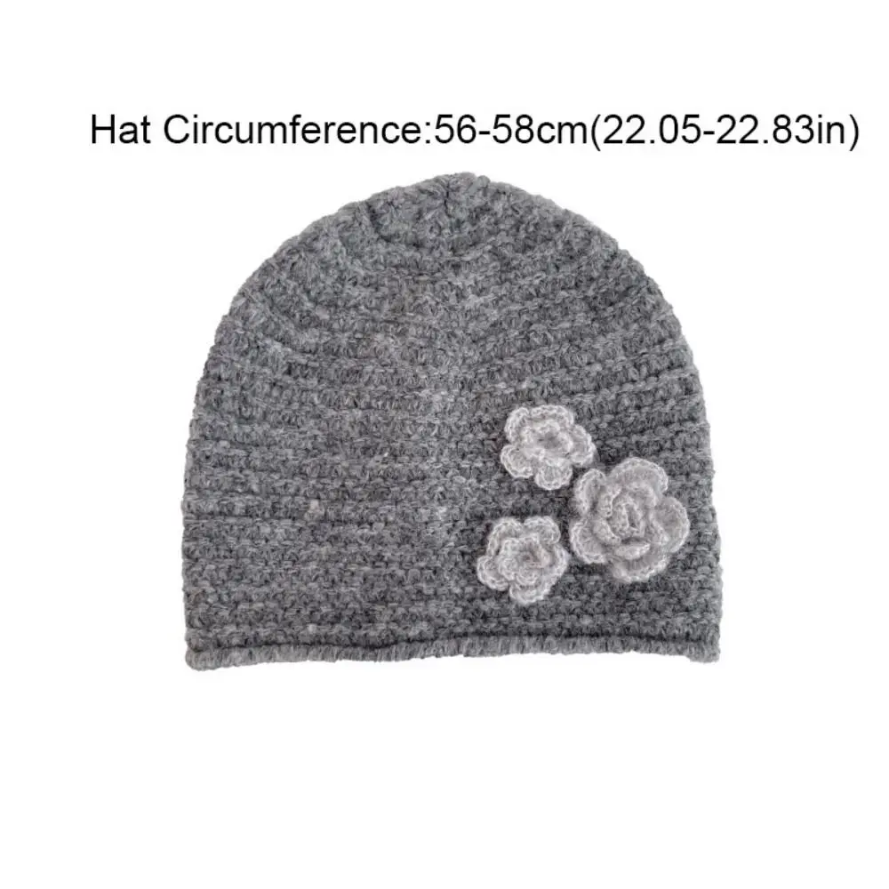 달콤한 단색 니트 울 모자 한국 스타일 탄력 있는 겨울 따뜻한 모자 모든 스타일에 어울리는 따뜻한 꽃 비니 모자 겨울용