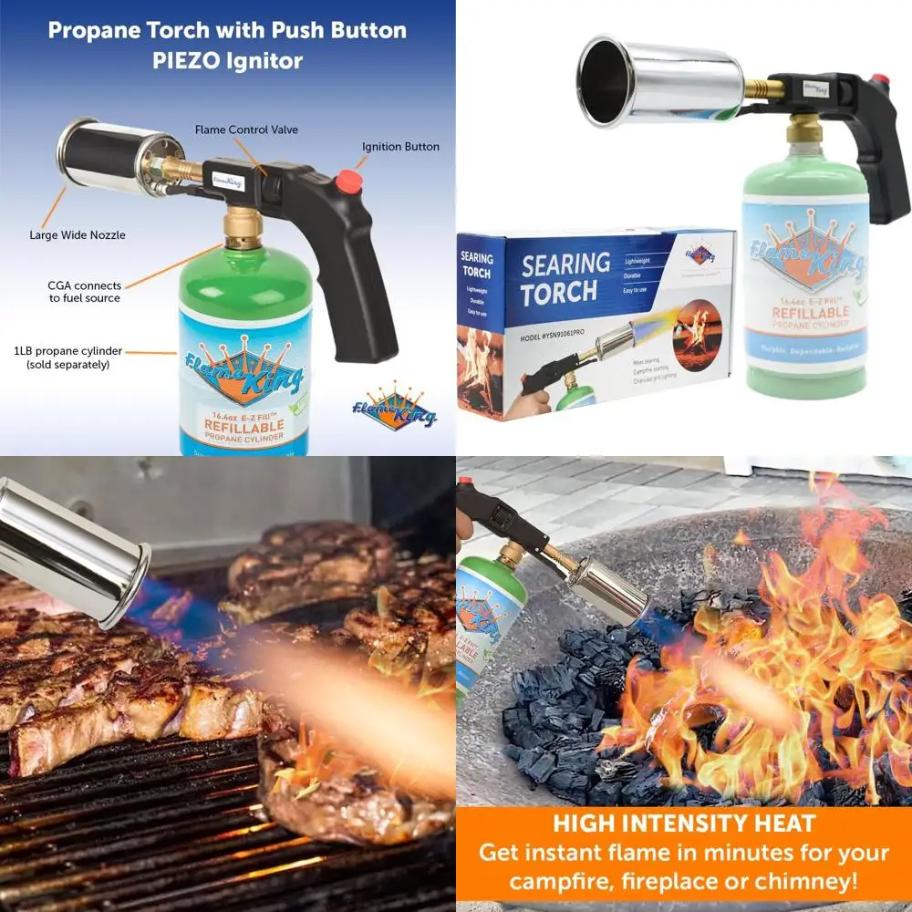 

Grill Gun Propane Torch, Culinary Kitchen Torch for Sous Vide Cooking, Searing, Professional Cooking, Charcoal/Fire Starter